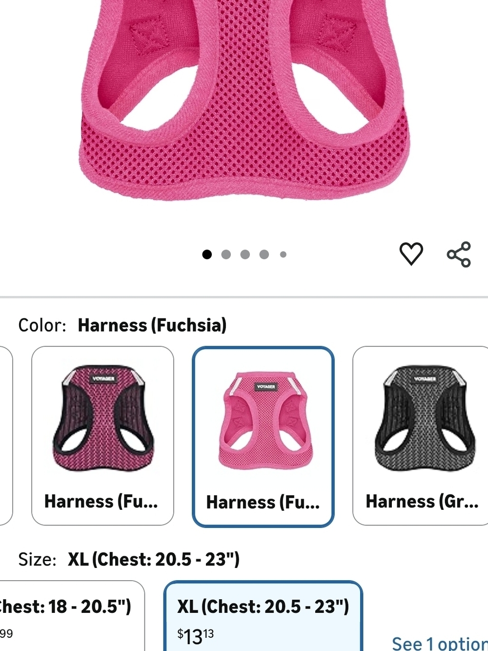 Fuchsia Mesh Dog Harness - Comfortable Breathable Vest